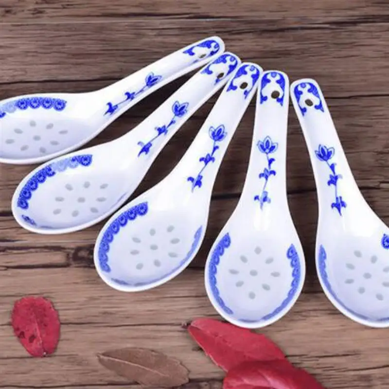 5pcs Convenient Ceramic Spoon Multi-Function Chinese Style Scoop Porridge Tableware Soup For Home Restaurant | Дом и сад