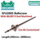 Шариковый винт SFU2005 C7, Концевая обработка 300 мм 500 550 600 800 1000 1150 1500 2000 мм + RM2005, шариковая гайка 2005 для ЧПУ