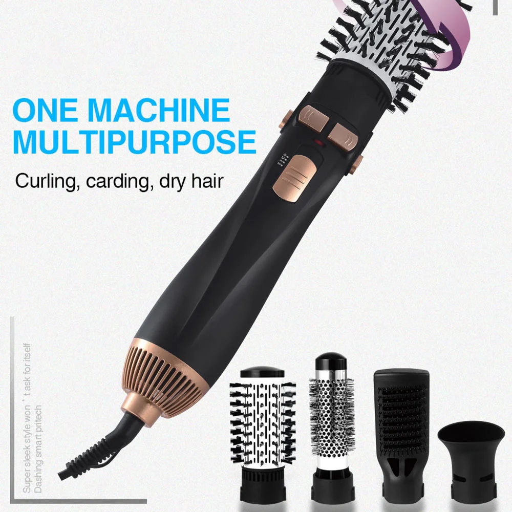 

Hot Air Brush 4 Head Replaceable Electric Hair Dryer Brush One Step Blower Hot Comb Straightener Hair Straightener Brush Curler