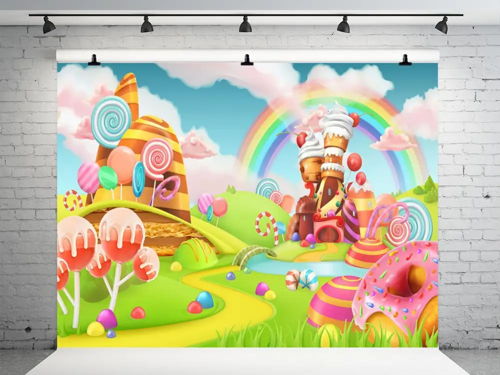 5X7FT Kate мультфильм Радуга фотография Фон Фея фон леденцы для фотостудии Дети