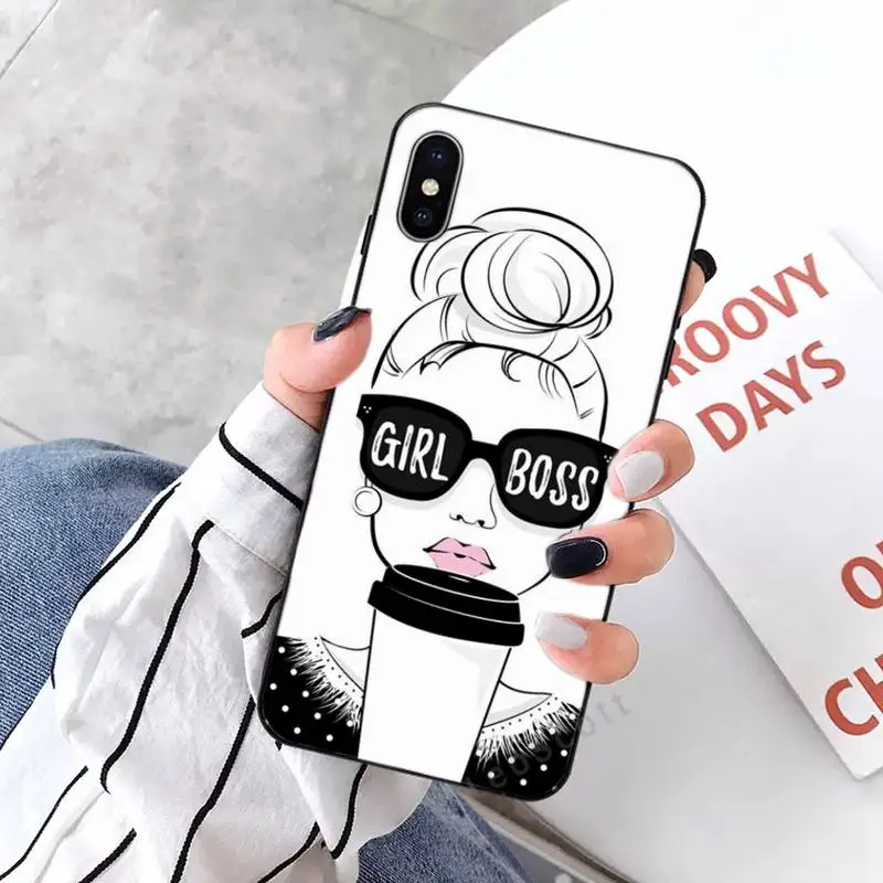 

Boss Girl Lady Pattern Phone Case for iPhone 11 12 mini pro XS MAX 8 7 6 6S Plus X 5S SE 2020 XR