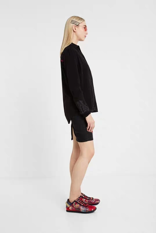 2020 г. испанская Модная брендовая рубашка с вышивкой в форме сердца |