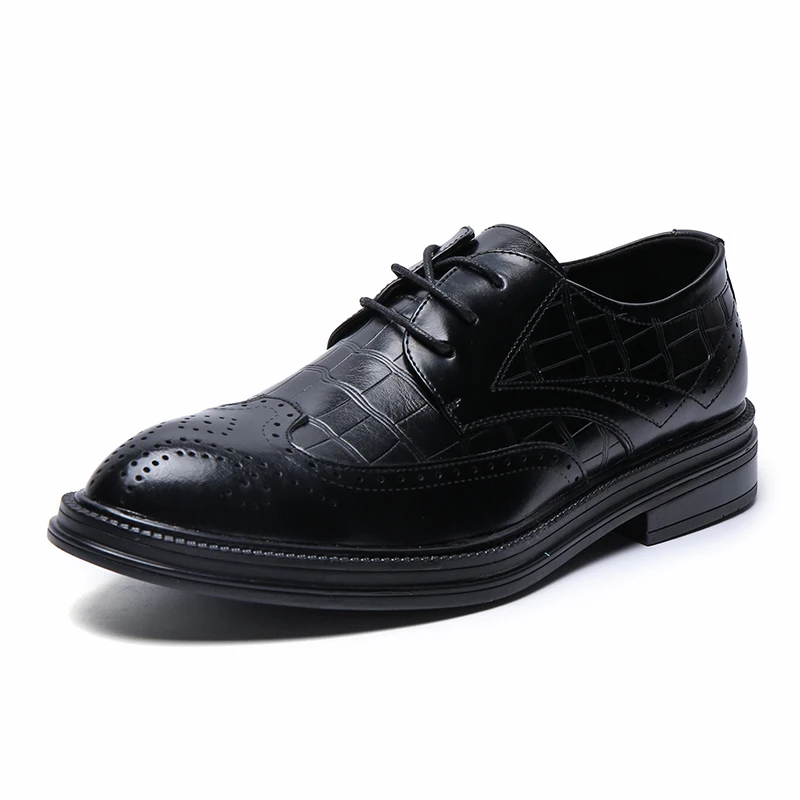 

Men Dress Shoes Leather Male Oxford Italian Classic Vintage Lace-up Men's Formal Brogue Shoes