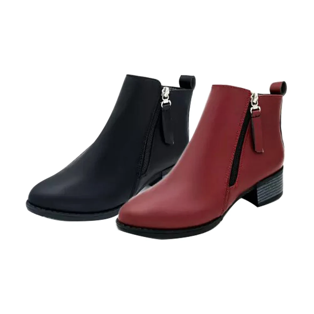 Повседневные теплые однотонные женские ботильоны с острым носком на молнии