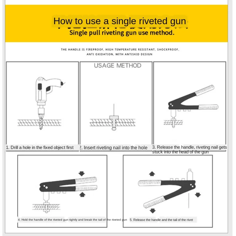 

Manual Riveting Gun Riveter Household Small Industrial Grade Latin Core-Pulling Aluminum Alloy Nail Willow Nail Gun Pull-Setter
