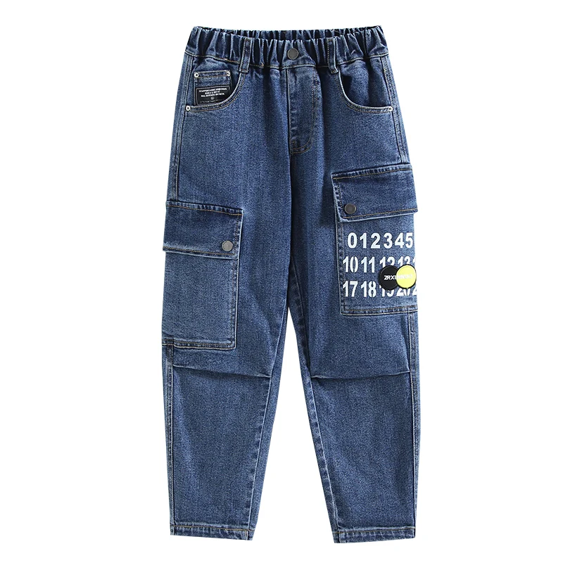 

Kids Boys Jeans for Boys 6-14 Years Casual Loose Pants 2021 Spring Autumn Children Clothing Teen Denim Pants Streetwear Trousers