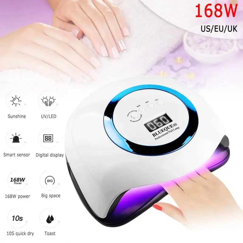 

168W Professional Nail Dryers Nail Lamp Quick-drying Induction UV Cross-border LED Nail Polish Glue Baking Lamp Nail Art Tool
