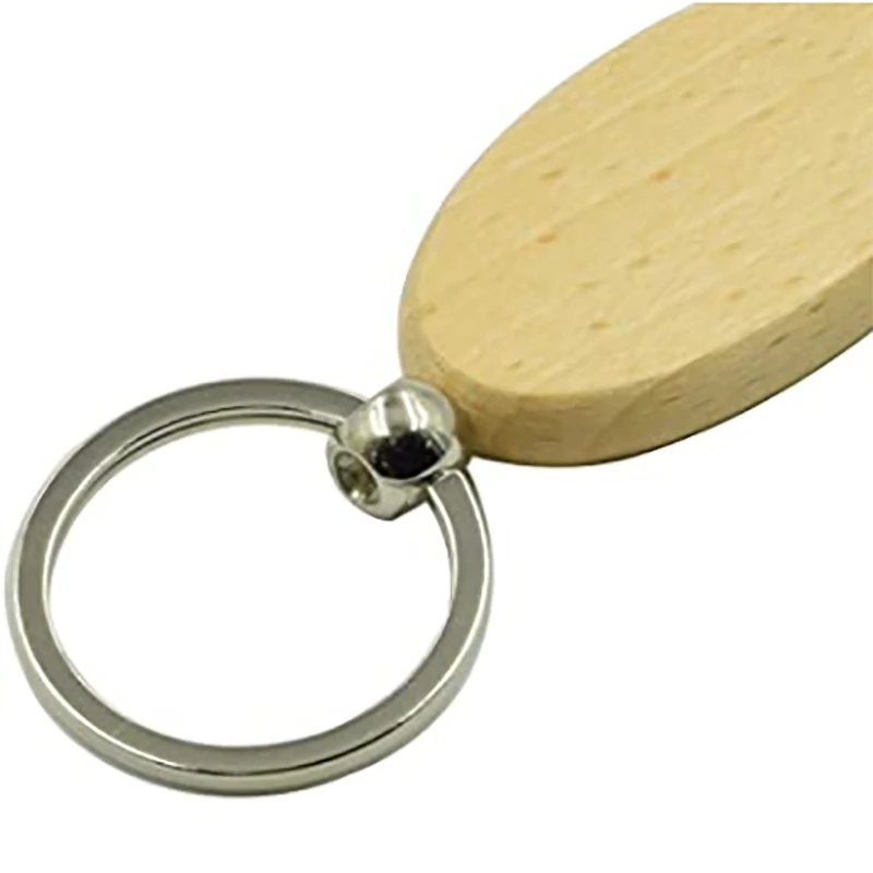 

60Pcs Blank Oval Ellipse Wooden Key Chain DIY Promotion Keychain Pendant Keyring Tags Promotional Gifts