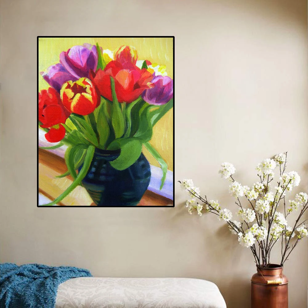 

Modern Farmhouse Decor Canvas Flower Oil Painting Printed Canvas Prints Posters Home Decor Wall Prints Picture Art no frame