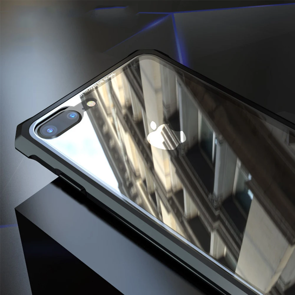Металлический бампер из закаленного стекла чехол для iPhone 7 8 Plus противоударное стекло высокой четкости металлическая пряжка рамка защитная задняя чехол для iPhone 7 8