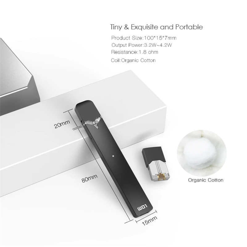 Оригинальная электронная сигарета OVNS W01 Pod Vape Pen System батарея 280 мАч с испарителем 0 7