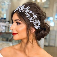 bride headbands wedding hair accessories crystal beaded handmade wedding hair jewelry bridal silver wedding crowns women tiara