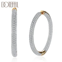 doteffil 925 sterling silver big circle hoop 18k goldrose gold aaa zircon earrings for women gift fashion charm wedding jewelry