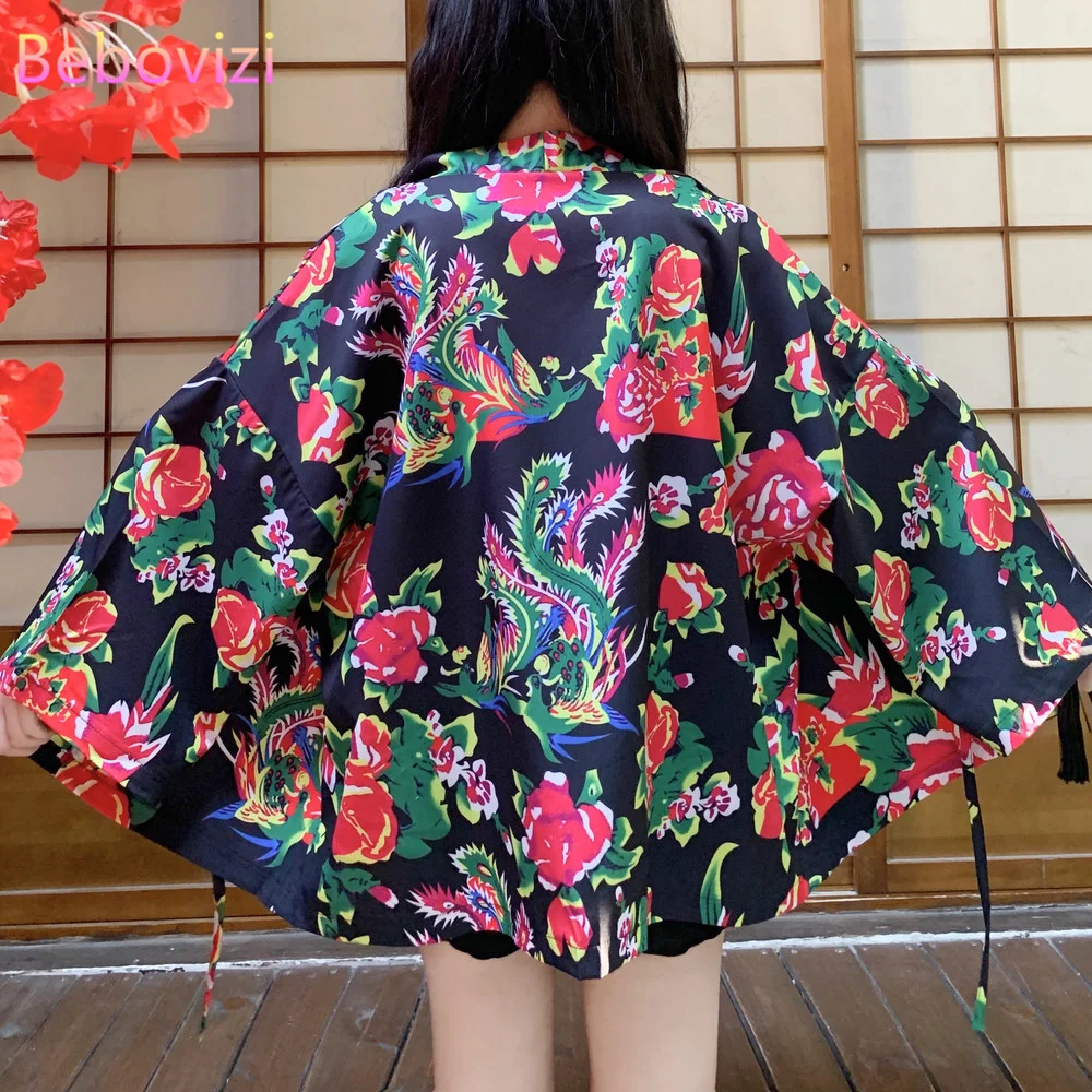 New Loose Beach Flower Cardigan Asian Fashion Women Harajuku Japanese Kimono Cosplay Style Tops Blouse Yukata Clothing 2021 |