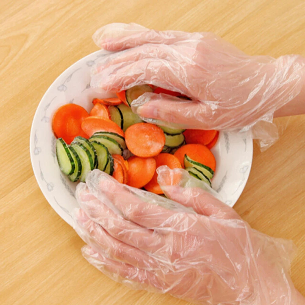 100 шт./компл. одноразовые безопасные пластиковые перчатки для ресторана кухни