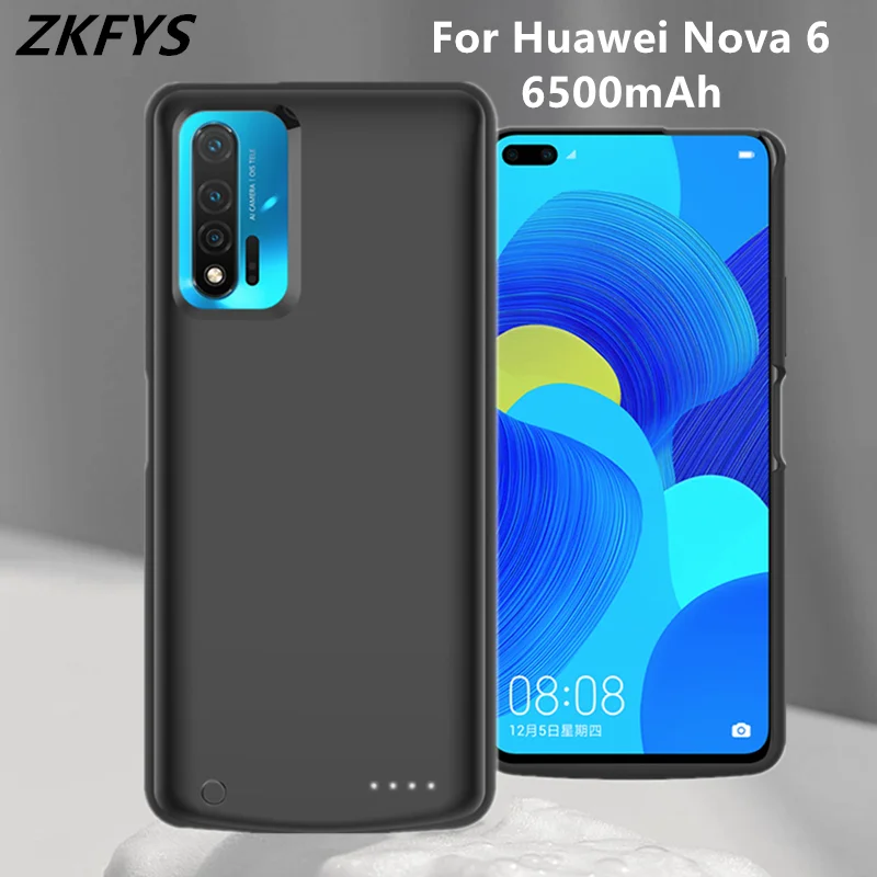

Powerbank Cases For Huawei Nova 6 Portable Charger Battery Cover 6500mAh External Battery Backup Power Bank Charging Case