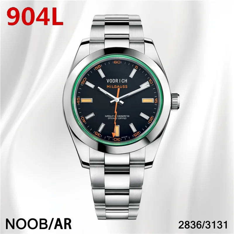 

Men's mechanical watch Mil-gauss- 116400GV AR 3131 movement 1:1 Best Edition Green Sapphire Black Dial noob 2836 movement watch