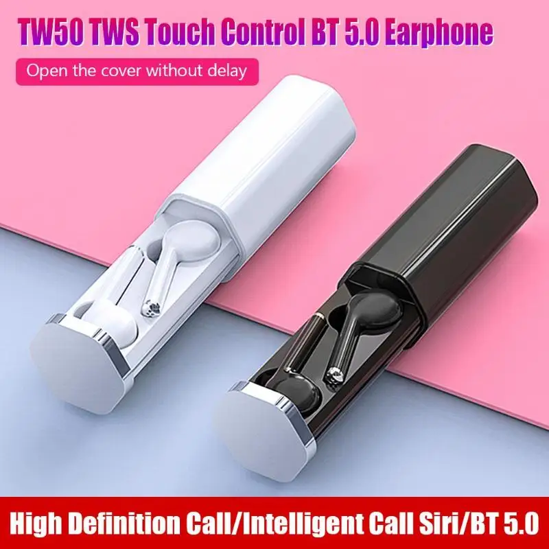 LEORY TW50 TWS Беспроводные bluetooth 5,0 Наушники Hi-Fi стерео смарт-гарнитура сенсорные наушники розовый черный синий белый