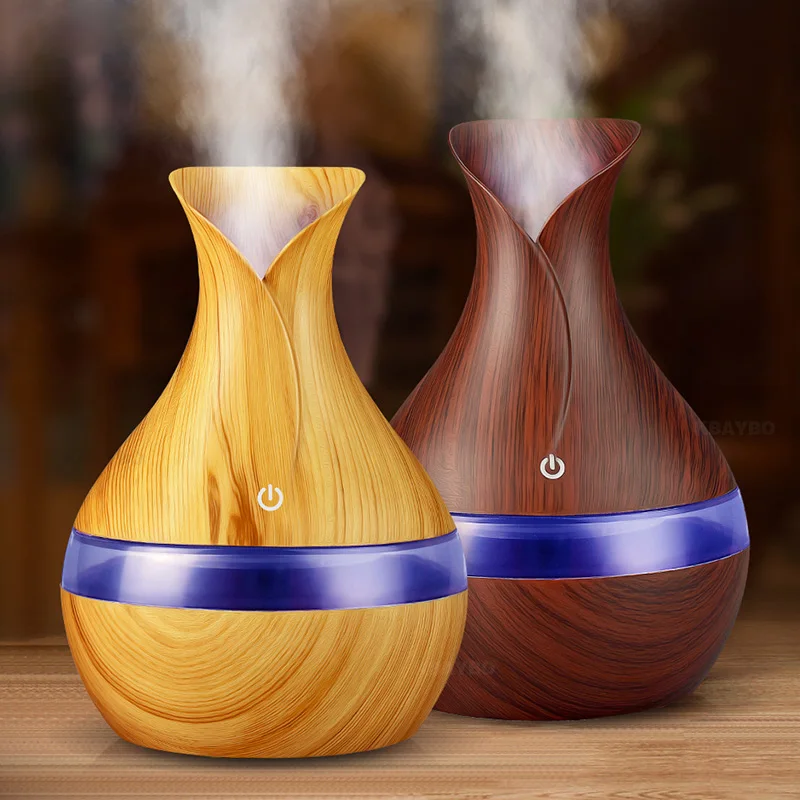 

300ml Aroma Essential Oil Diffuser Ultrasonic Air Humidifier with Wood Grain LED Lights for Office Home