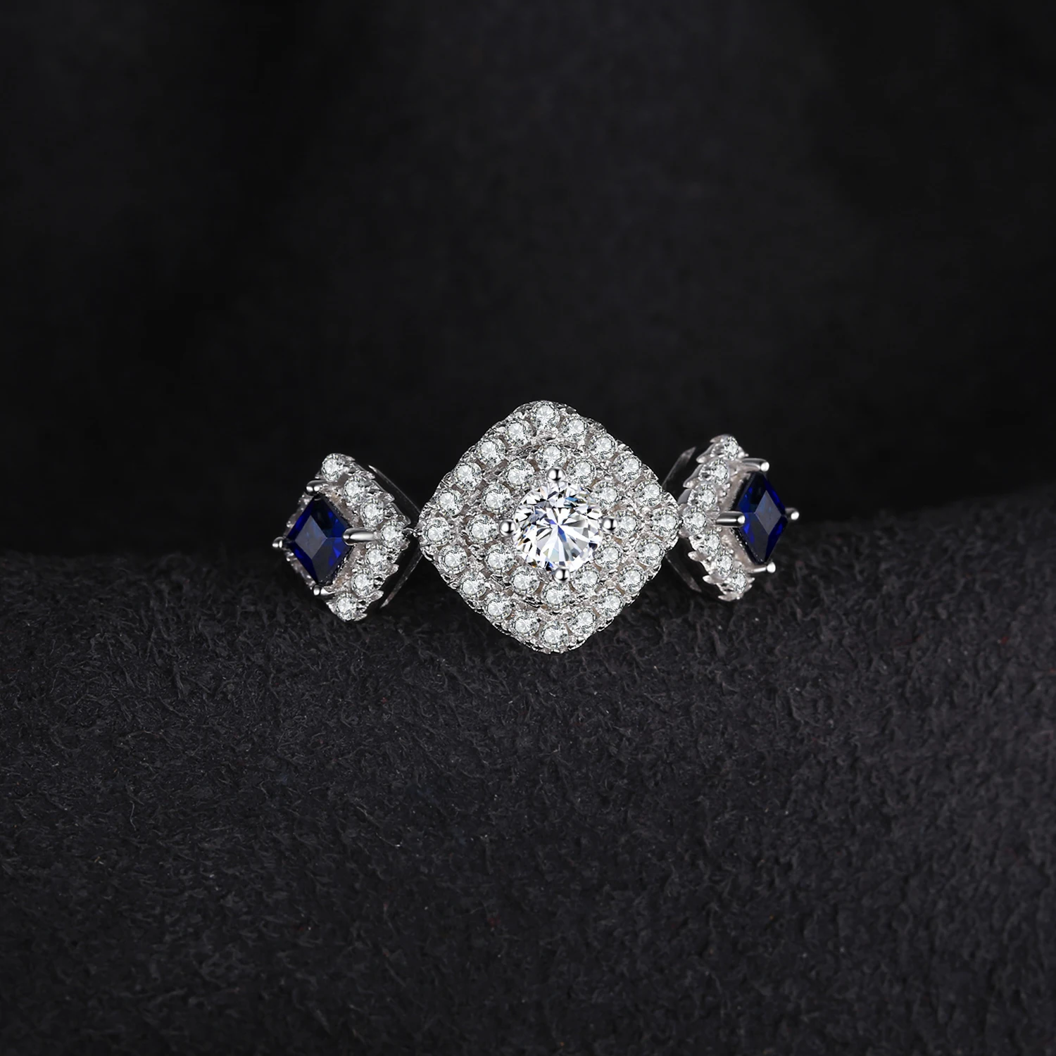 JewelryPalace красивый квадратный создан сапфир 3 Камни кольцо 925 пробы серебро свадебные украшения юбилей подарки