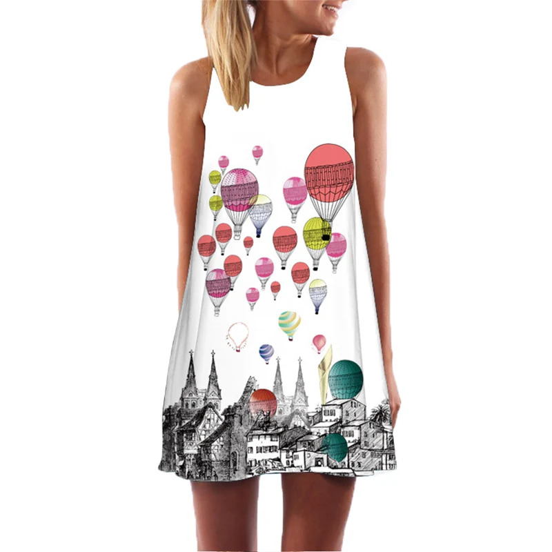 Женское короткое платье с принтом в виде звездной ночи летнее шифоновое без