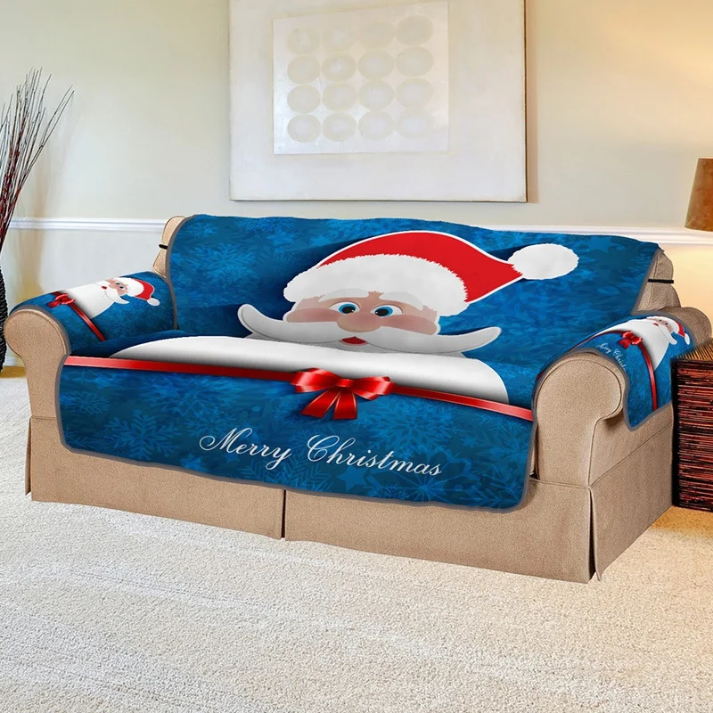 

20203 Dimensions Digital Printed Sofa Cover Cartoon Santa Claus Pattern Sofa Cushion, Easy To Clean, Anti-skid, Sofa Fit Design