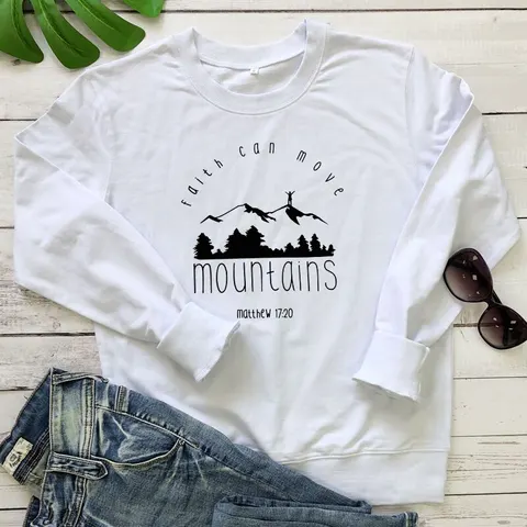 Женский хлопок свитшот SHYUTEE Faith Can Move Mountain