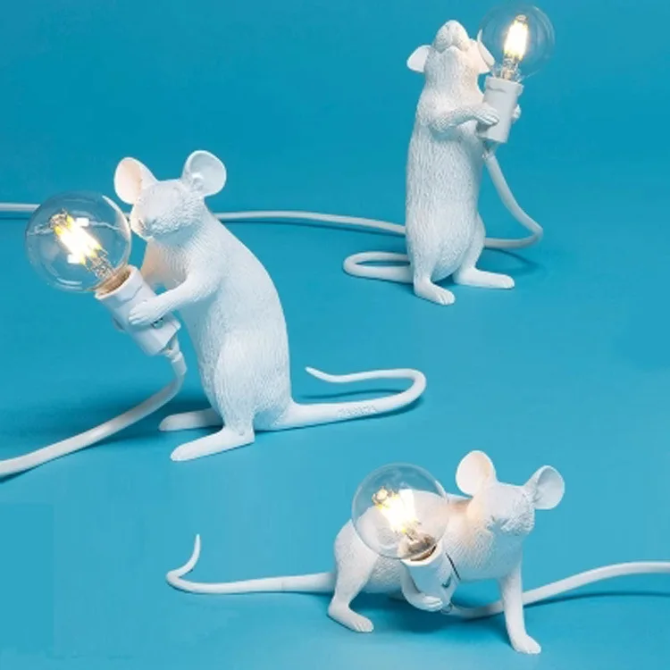

Postmodern Resin Animal Rat Mouse Table Lamp Small Mini Mouse Cute LED Night Lights Home Decor Desk Lights Bedside Lamp