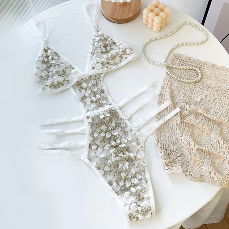 

Женское Эротическое нижнее белье AIIOU, сексуальное боди-комбидресс, пижама, сетчатая кружевная прозрачная ночная сорочка с цветочным рисунк...