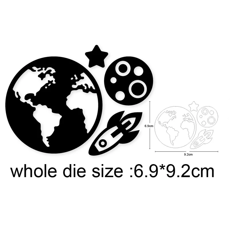 

2020 new Craft dies Moon Earth Star Rocket Metal Cutting Dies Stencils DIY Scrapbooking dies Embossing Album Paper Cards Making