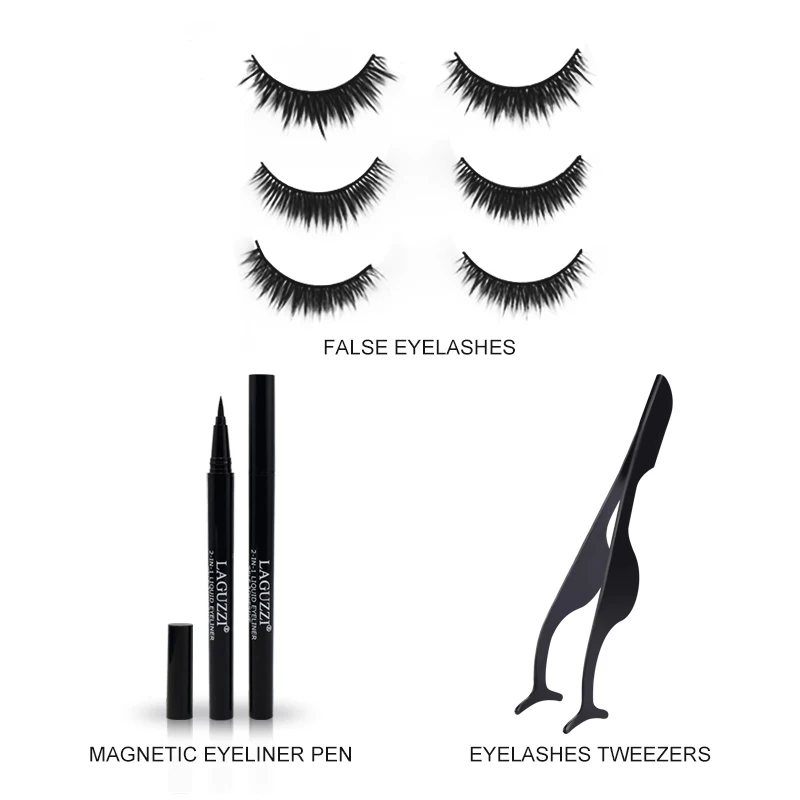 Cocute 3 Pairs False Eyelashes+1pc Eyeliner Waterproof Long Lasting Black Liquid Thick Eye makeup Kit | Красота и здоровье