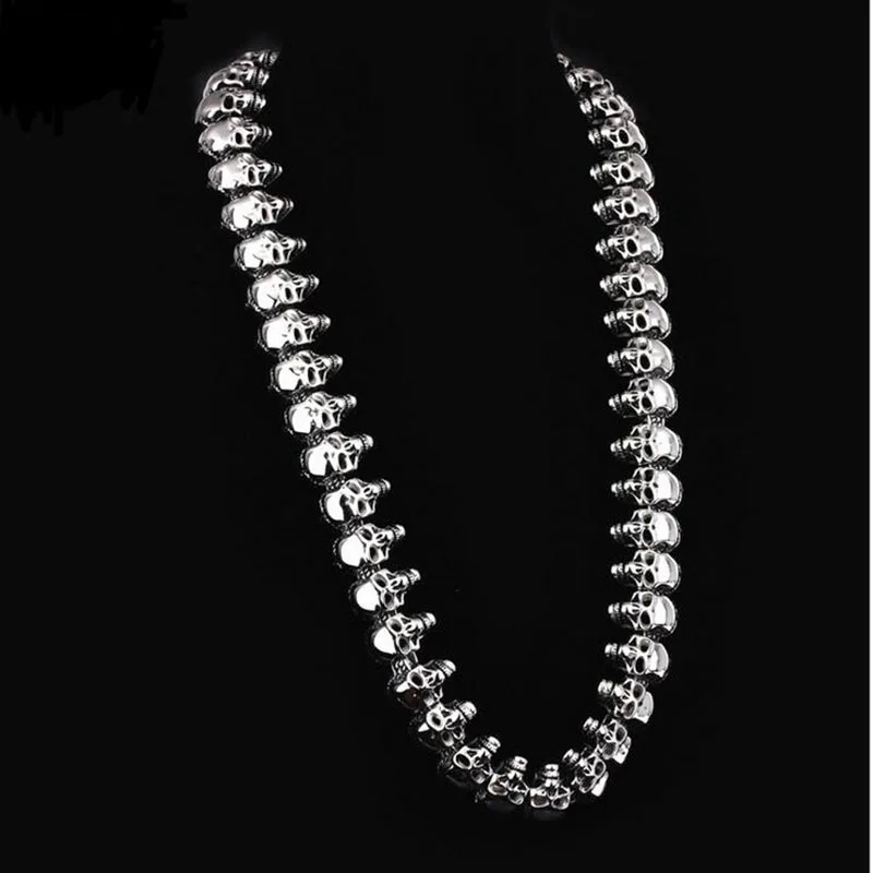 

Huge Heavy Cool Gothic Male Biker Link Chain Necklaces Vintage Titanium steel Skull Skeleton Necklace For Men Punk Man Jewelry