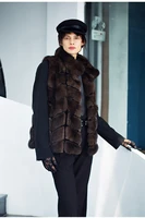 fursarcar luxury real mink fur vest women autumnwinter warm outerwear female fur gilet womens park with natural fur