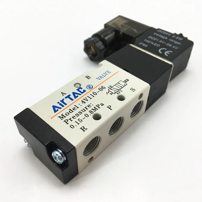 4V110-06 DC24V AC24V соленоидный воздушный клапан 5 портов 2 положения пневматические компоненты электромагнитный клапан 4V Серия