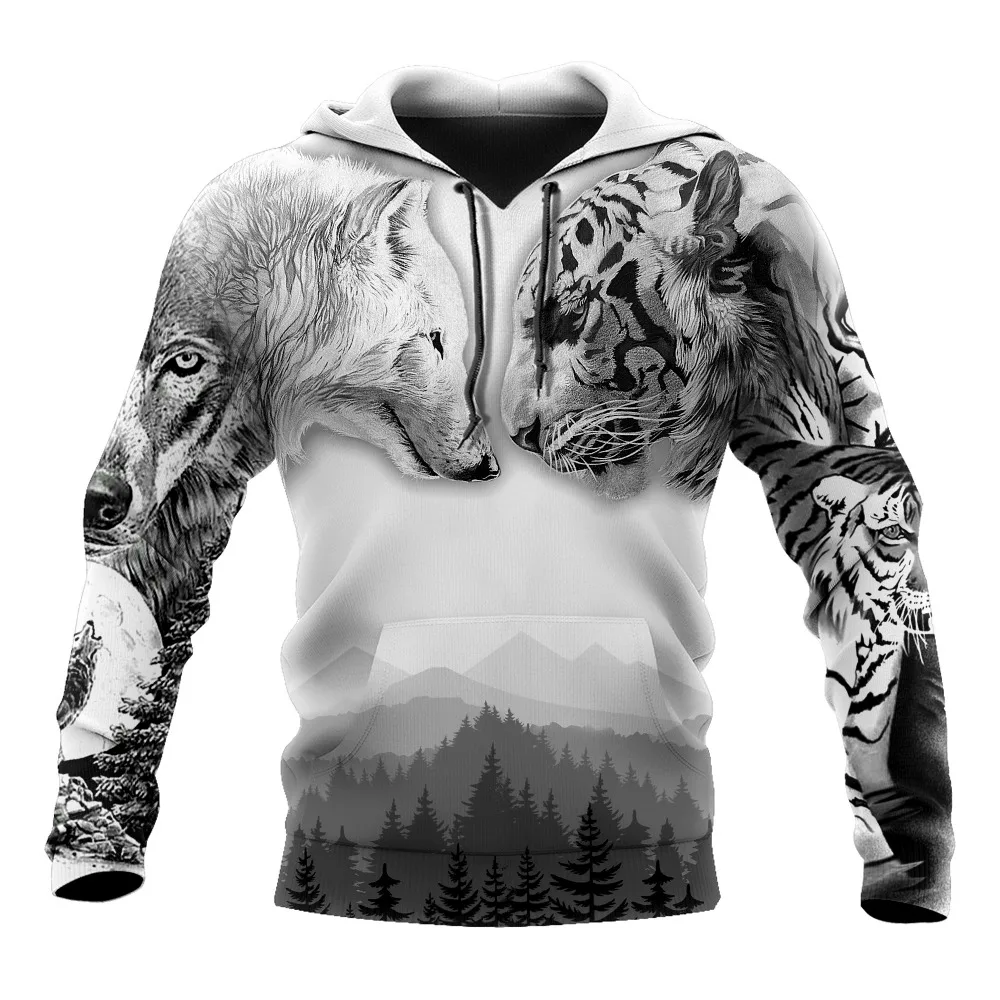 

Wolf And Tiger 3D All Over Printed Fashion Hoodies Mens Hooded Sweatshirt Unisex Zip Pullover Casual Jacket Tracksuit DW0228