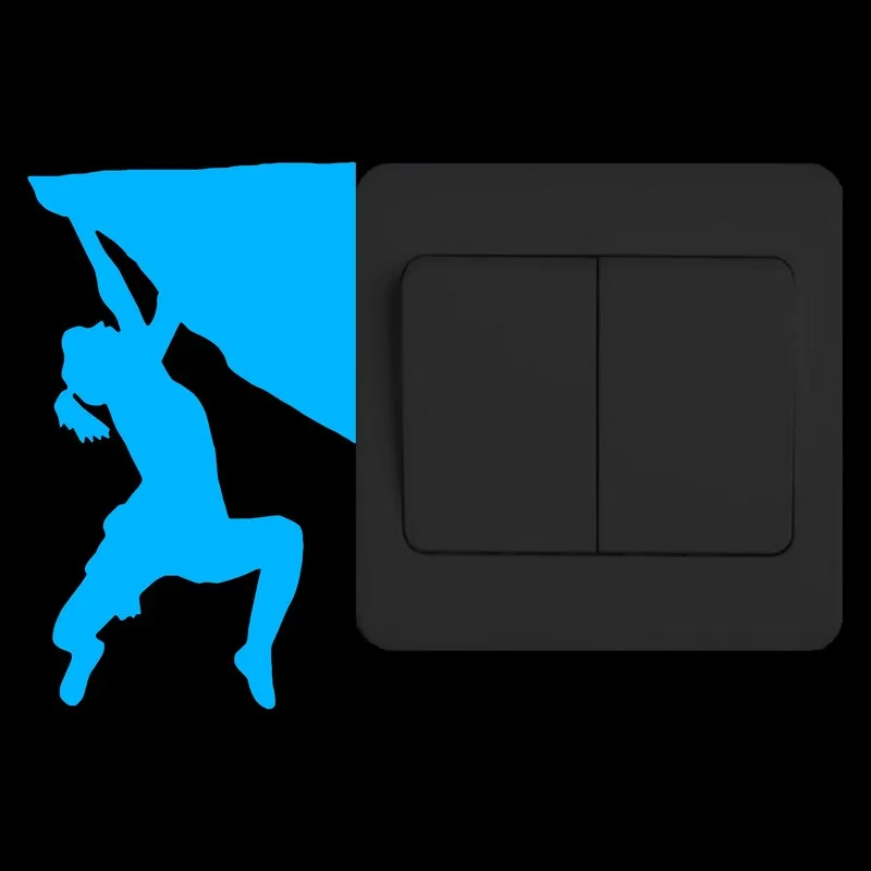 Мультфильм альпинист светится в темноте настенный стикер для выключателя