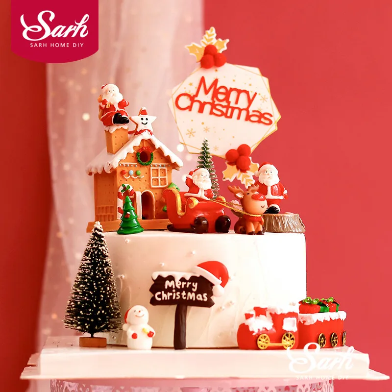 

Рождественский мини-Топпер для торта Санта-Клауса для детского праздника Снеговик Рождественская звезда Рождественская елка товары для вы...