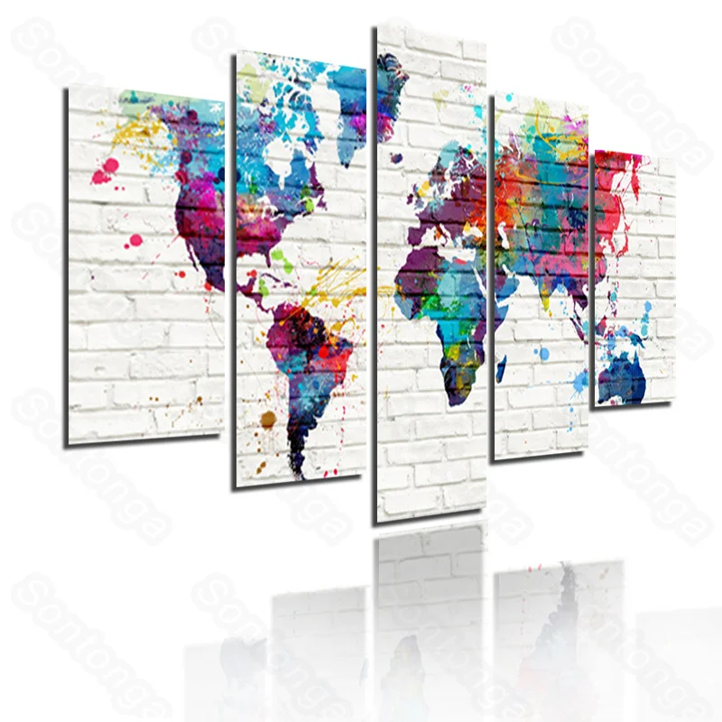 

Frameless Painting Map Colorful Art Poster Simple Style Modern Living Room Home Decoration Art Wallpaper Wallpaper Self-Adhesive