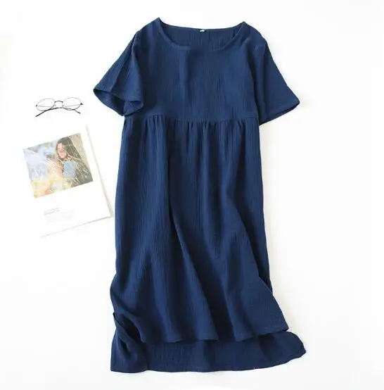 Ночная сорочка женская хлопковая рубашка с коротким рукавом повседневная одежда