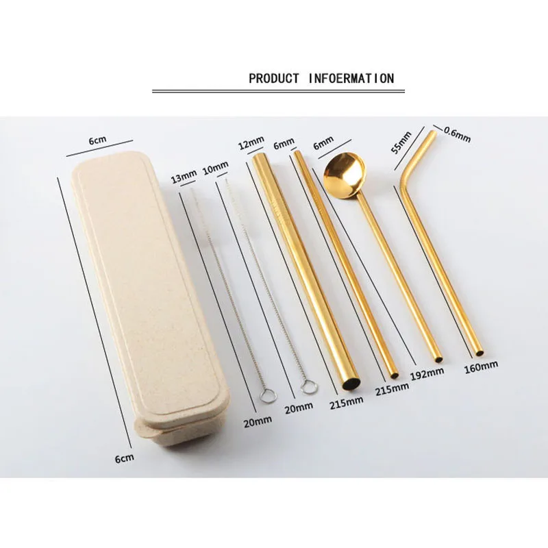 6 шт./компл. многоразовые соломинки из нержавеющей стали прочные изогнутые прямые