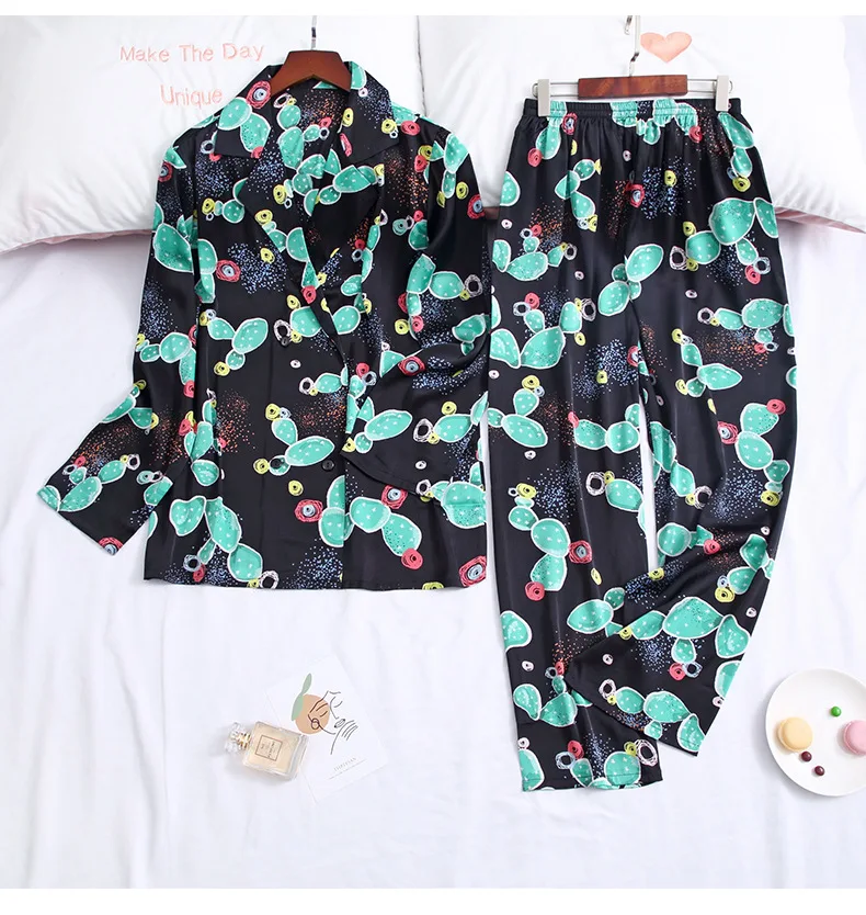 Пижамный комплект Daeyard женский Шелковый из 2 предметов одежда для сна с цветочным