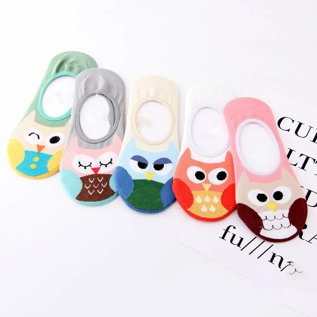 1 пара женские хлопковые носки с принтом совы животных зимние башмачки забавные
