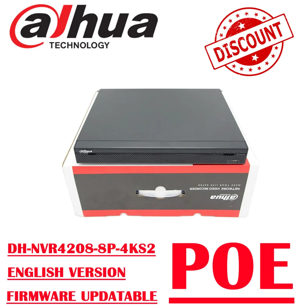 

Dahua 8 PoE NVR4208-8P-4KS2/L 4K Original DH 8 Channel 1U H.265 Mutil language AI face RECORDER