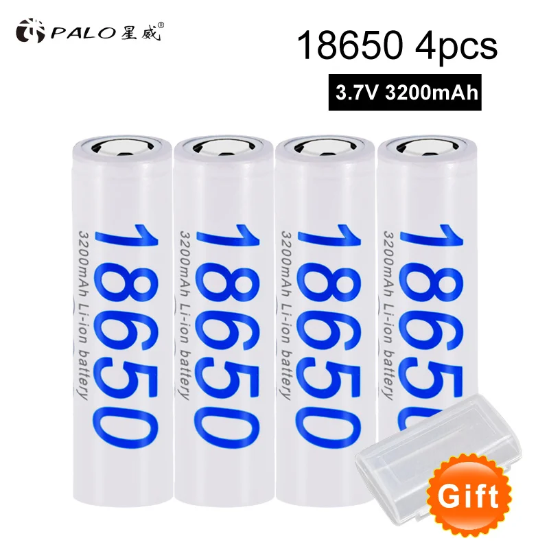 4 pcs PALO 3200mAh 2-24pcs 18650 литиевая аккумуляторная батарея литий-ионные батареи для Panasonic фонарик электронные сигареты - Цвет: 4 pcs