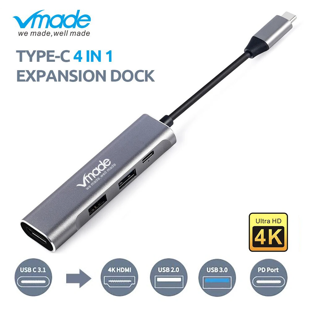 Горячая Распродажа Vmade 4 в 1 usb-хаб для samsung S8 S9 Plus USB C концентратор для HDMI C Режим адаптера для ПК huawei Companion 20 P20 Pro type c