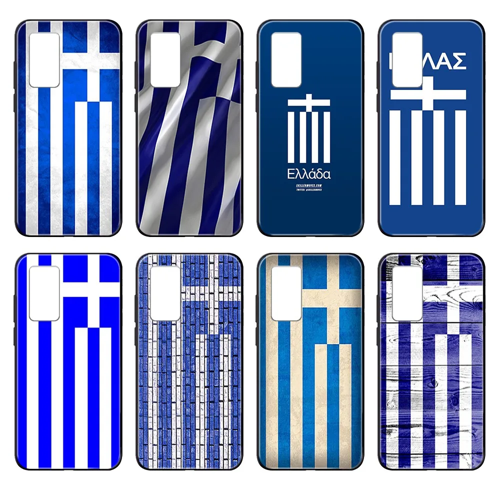 Мягкий чехол для телефона с греческим флагом черный Huawei nova P Y 2 3 6 7 8 9 10 20 30 I Smart Plus Z