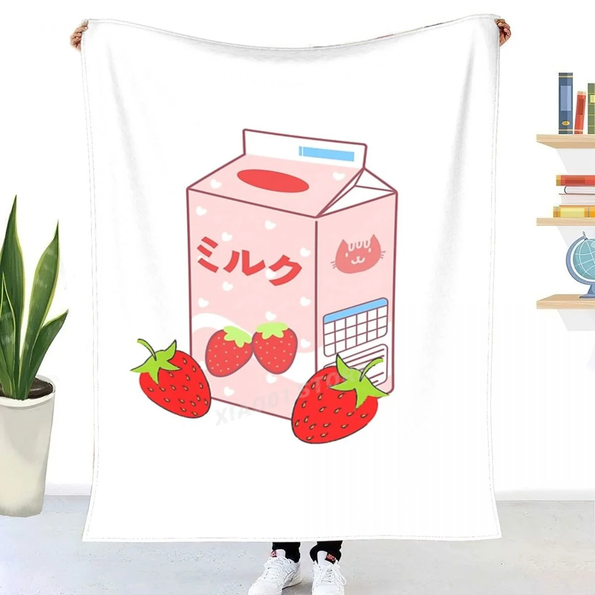 

Strawberry Kawaii Juicebox Throw Blanket Sherpa Blanket Bedding soft Blankets