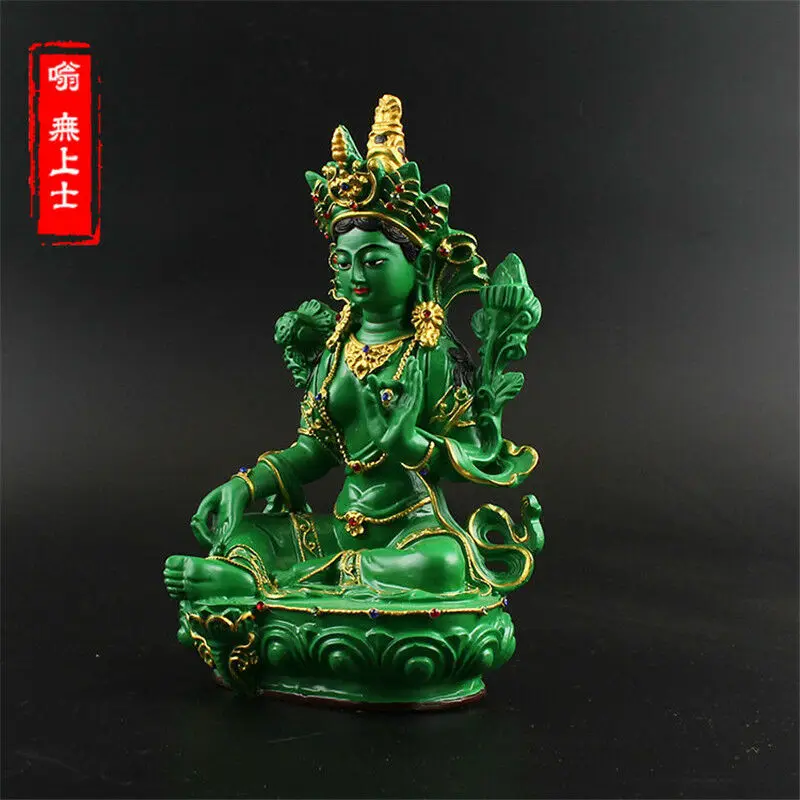 8 46 &quotТибетский буддизм смолы цветной рисунок ручной работы зеленый Тара Будда