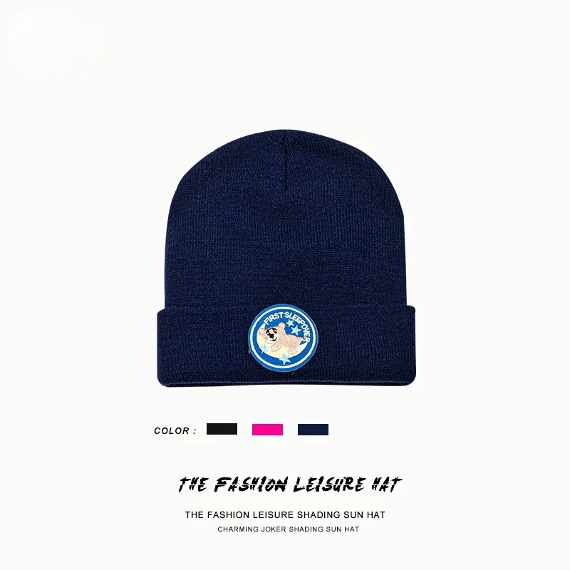 Новинка Осень-зима 2021 модная трендовая трикотажная шапка с милым медведем и