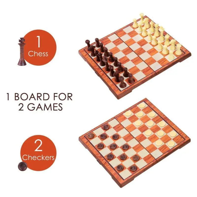 IBaseToy 2 в 1 Набор Магнитных шахматных шашек для путешествий Классический складной